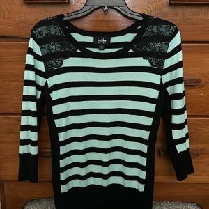 By X By - Mint Striped Sweater